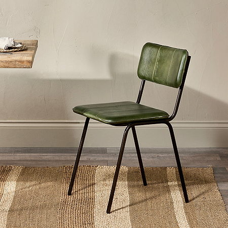 Ukari Leather Dining Chair - Rich Green-nkuku