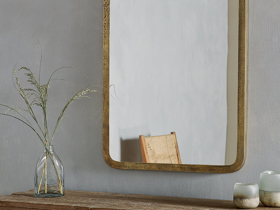 Ungura Rounded Mirror - Antique Brass - Large