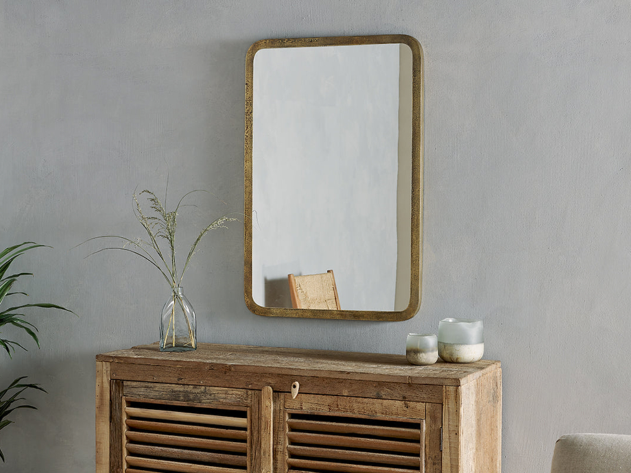 Ungura Rounded Mirror - Antique Brass - Large