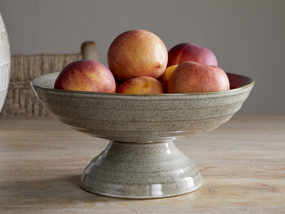 Valinha Earthenware Footed Bowl - Grey