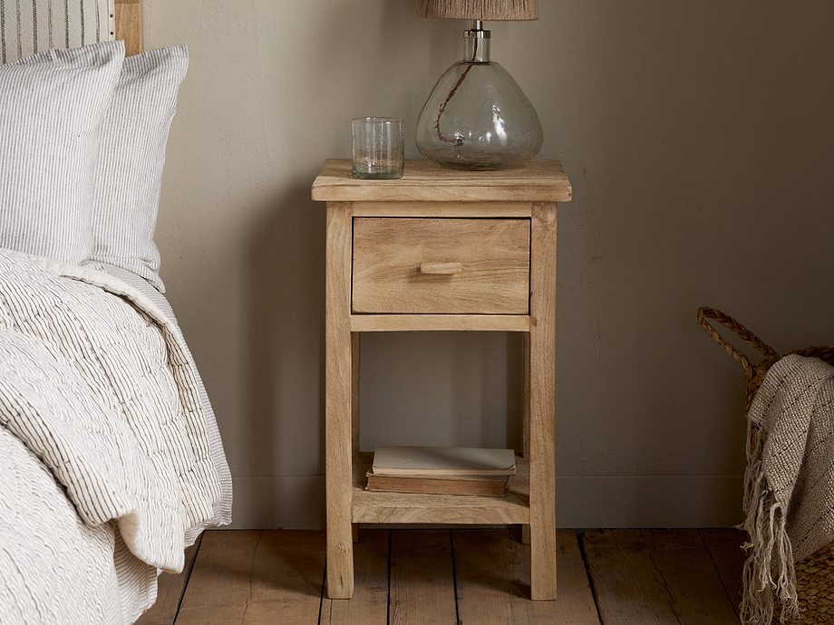 Vivan Grooved Bedside Table - Natural
