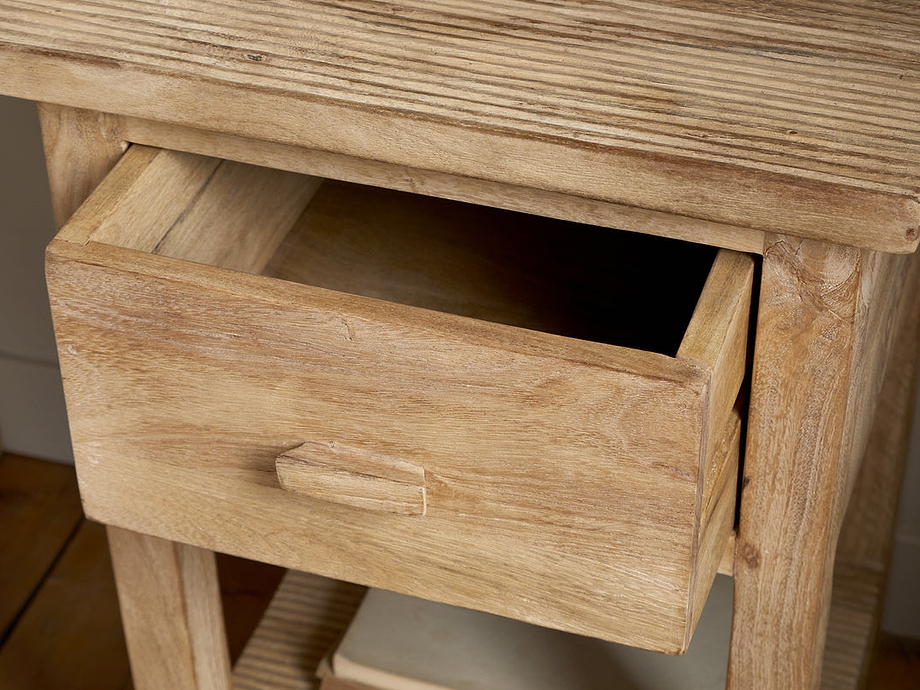 Vivan Grooved Bedside Table - Natural