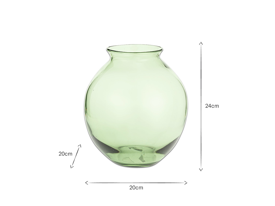 Vanita Glass Vase - Green - Wide