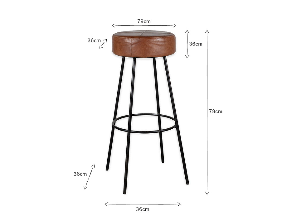 Veer Leather Counter Stool - Aged Tan