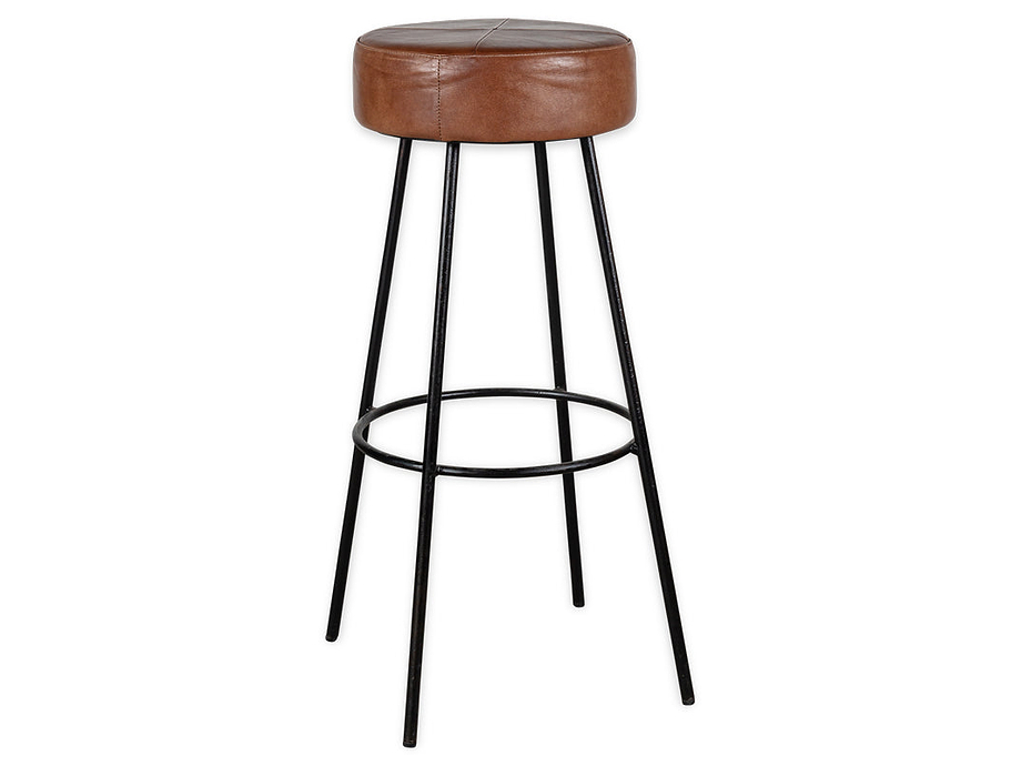 Veer Leather Counter Stool - Aged Tan