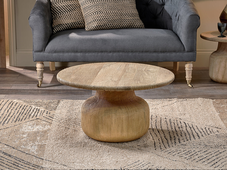 Vivan Grooved Wood Coffee Table