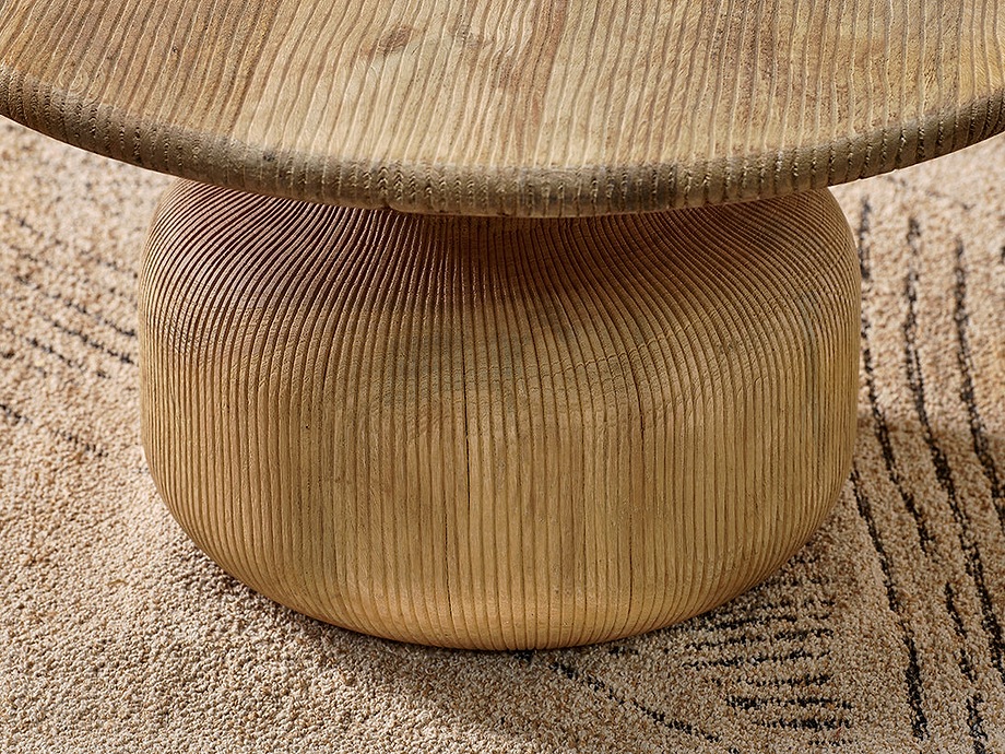 Vivan Grooved Wood Coffee Table