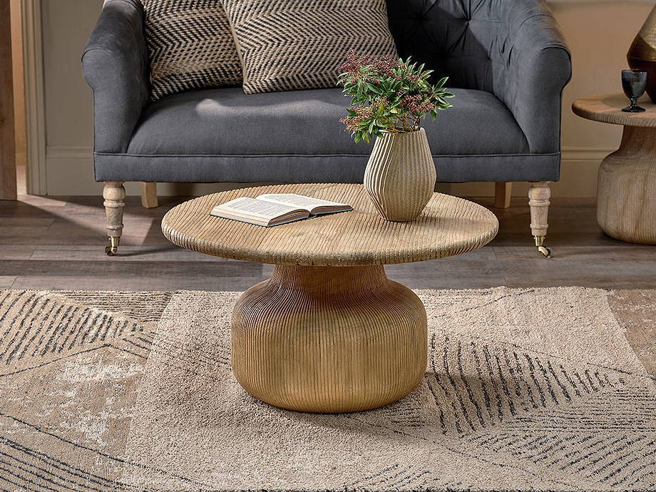 Vivan Grooved Wood Coffee Table