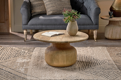 Vivan Grooved Wood Coffee Table- nkuku