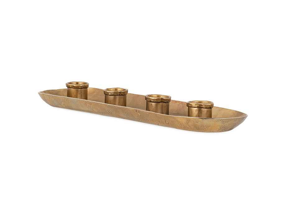 Amita Long Candle Holder - Antique Brass