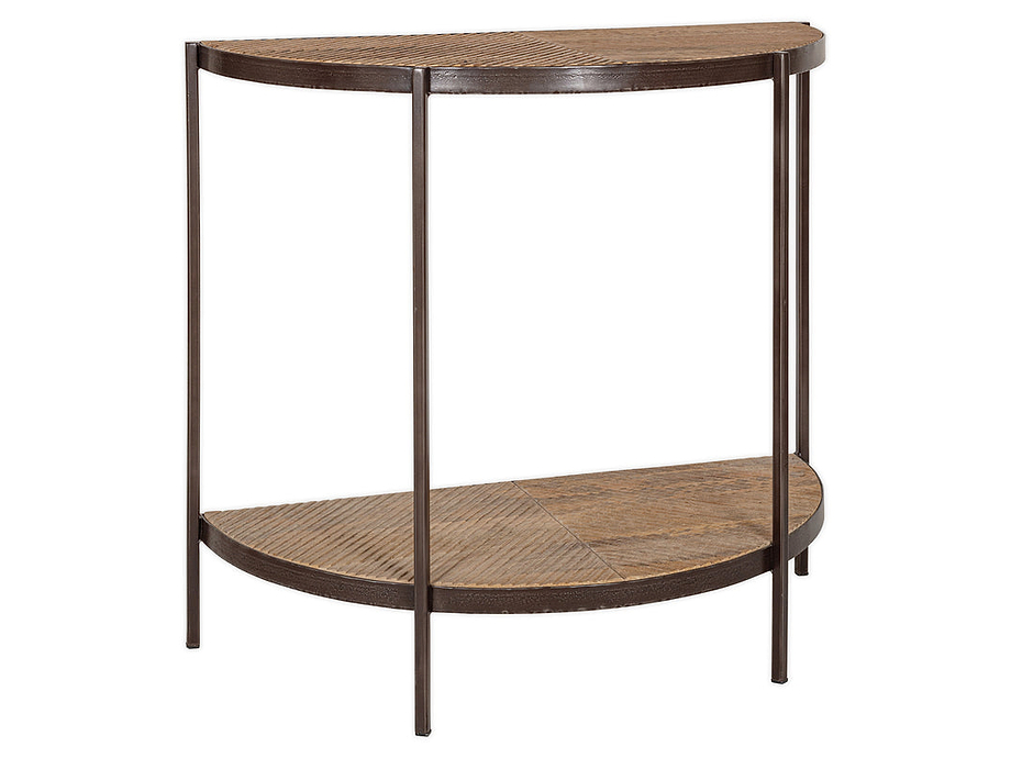 Aasha Mango Wood Half Moon Console Table - Natural