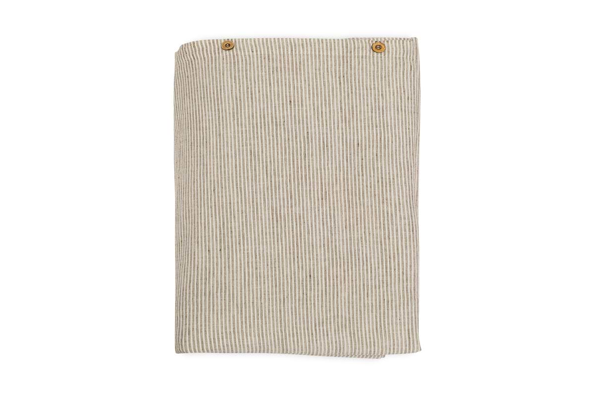 The nkuku Borba Hemp & Cotton Duvet Cover in Espresso features a folded design with natural button details, shown on a white background—perfect for breathable, eco-friendly bedding.