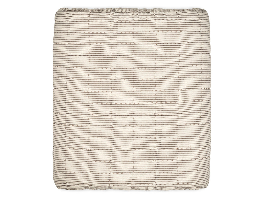 Dipti Cotton & Linen Block Print Bed Quilt - Charcoal