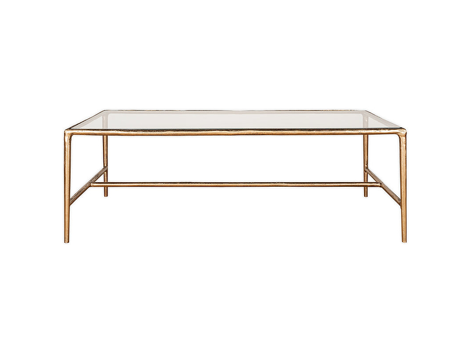 Gilasi Cast Metal & Glass Coffee Table - Antique Brass