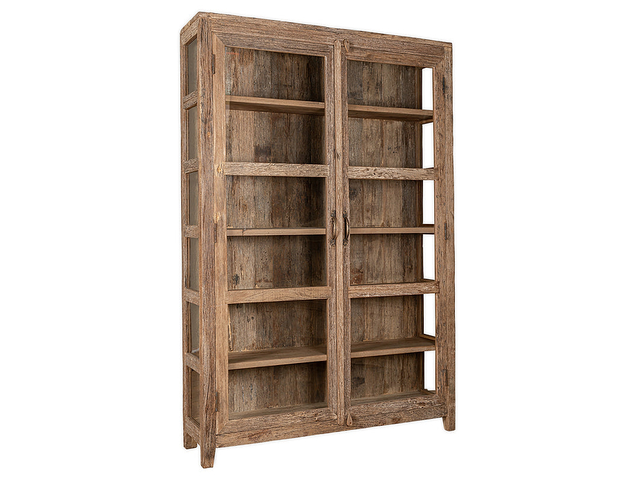 Ibo Reclaimed Wood & Glass Cabinet - Natural - Wide