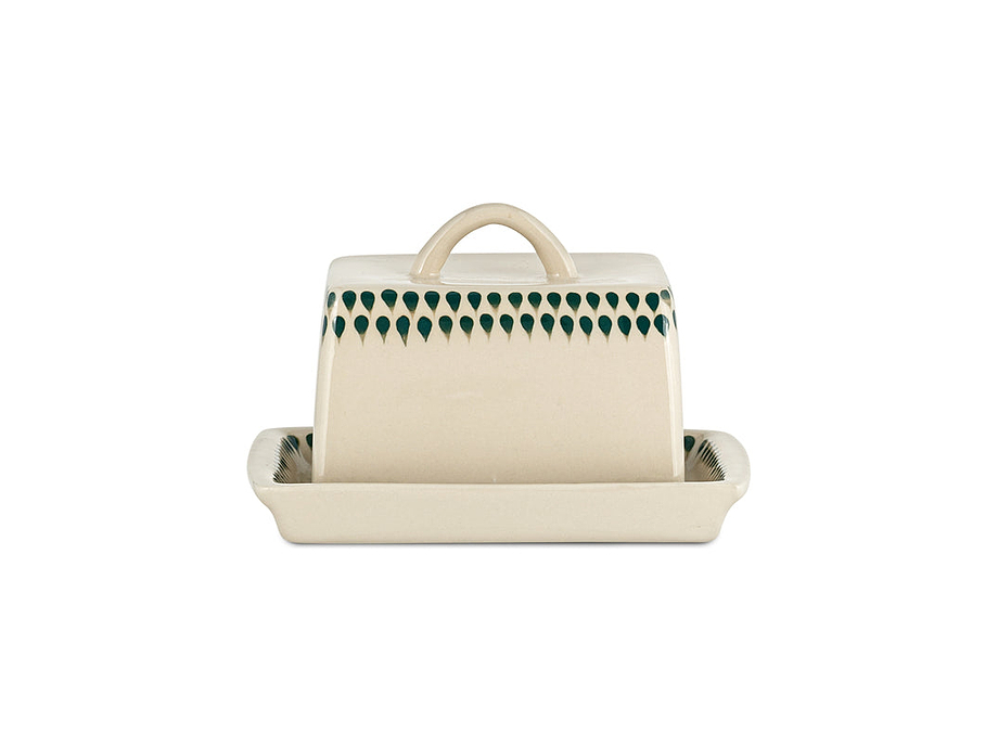 Juniper Drop Butter Dish - Cream & Juniper