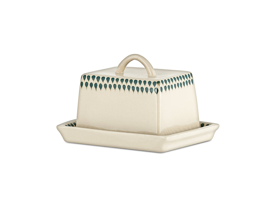 Juniper Drop Butter Dish - Cream & Juniper