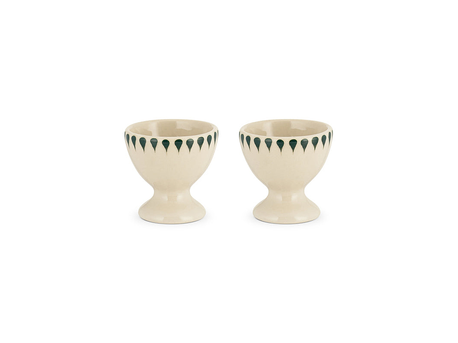Juniper Drop Egg Cups - Cream & Juniper (Set of 2)