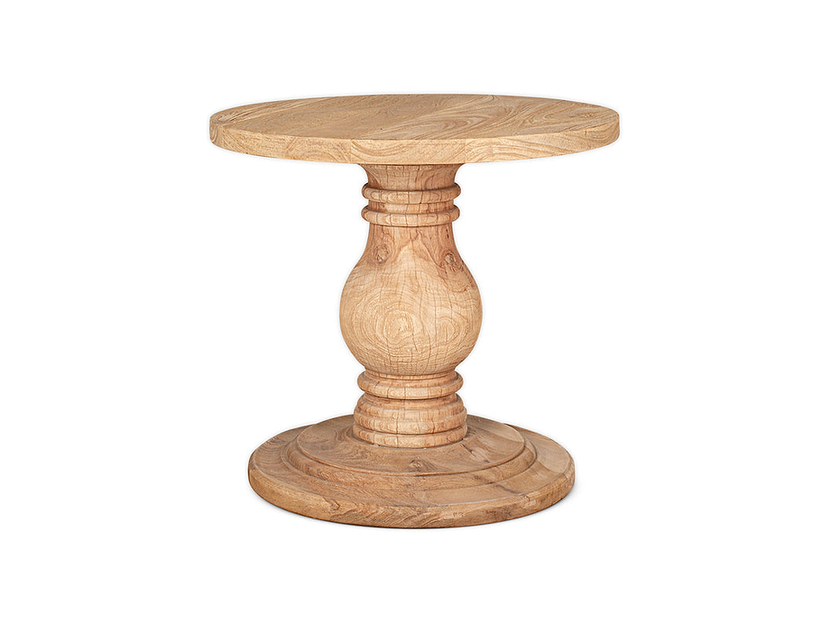 Laya Round Carved Side Table - Natural