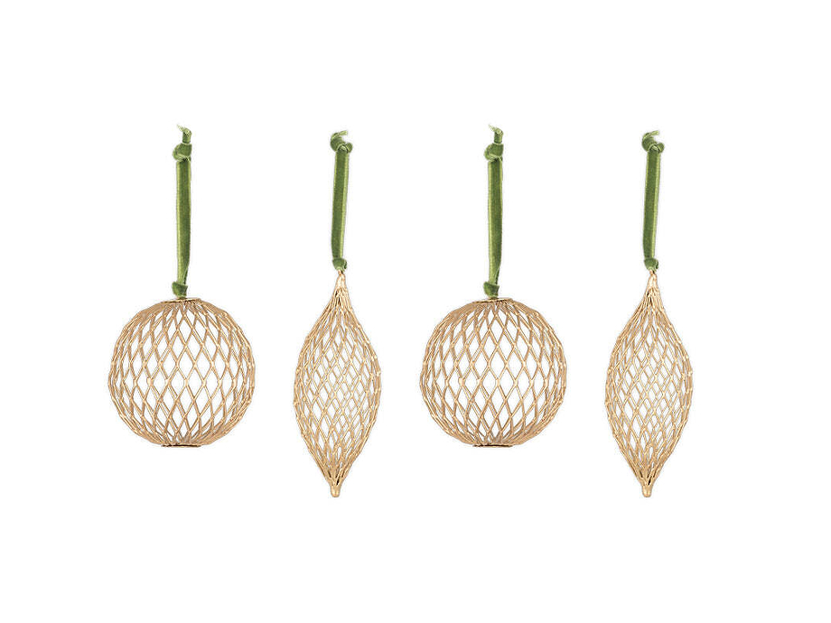 Nirav Wire Baubles - Brass (Set of 4)