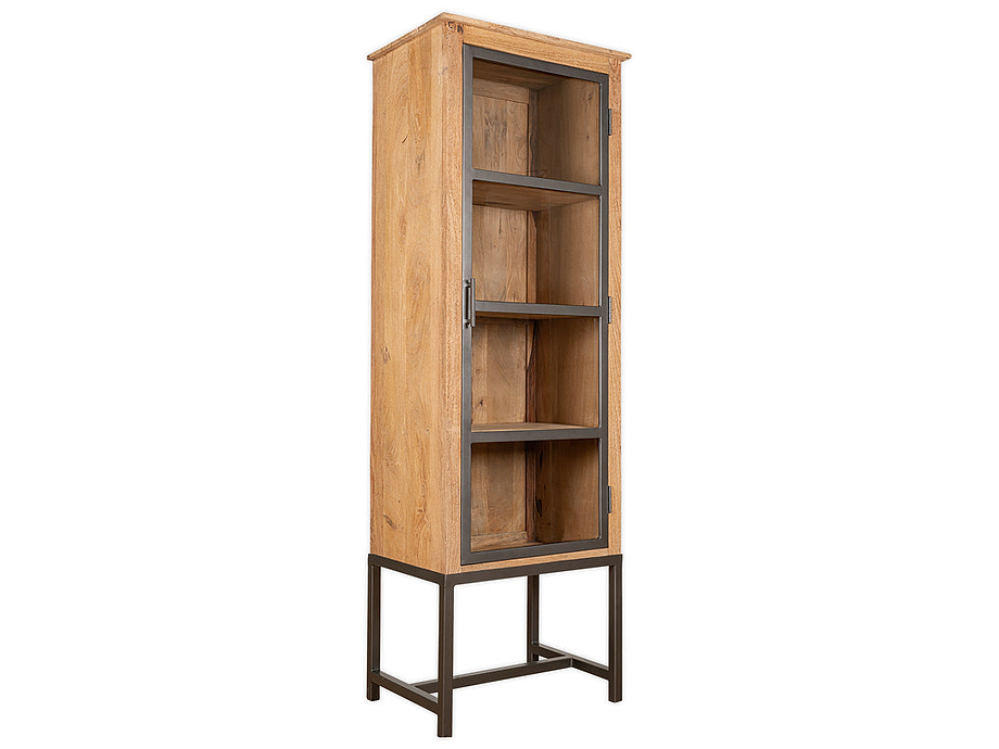 Nirvi Mango Wood & Iron Tall Cabinet - Black