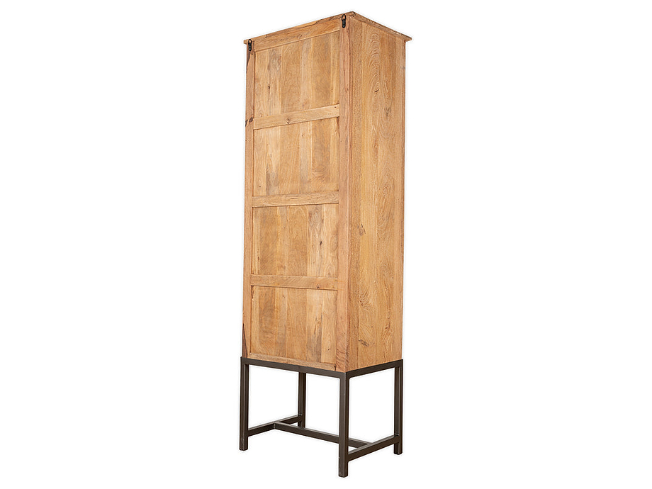 Nirvi Mango Wood & Iron Tall Cabinet - Black