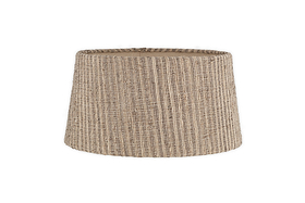 The nkuku Nadee Banana Leaf Lampshade - Natural is a sustainable, beige cylindrical shade with a textured woven pattern and rustic look, shown against a plain white background.