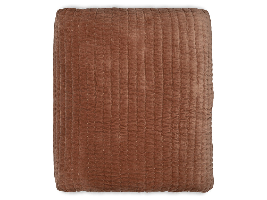 Nidra Velvet & Linen Bed Quilt - Rust