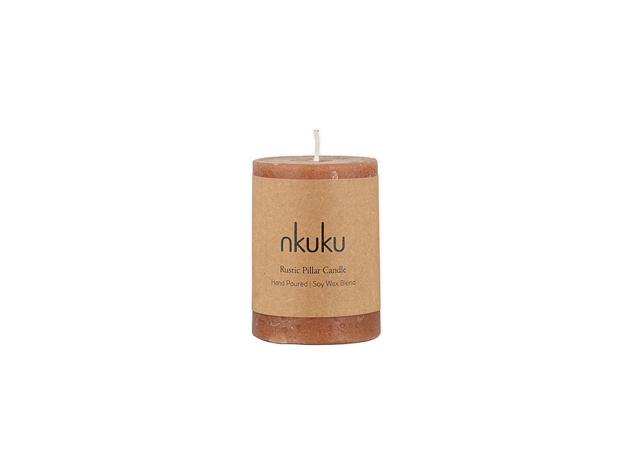 Rustic Soy Blend Mini Pillar Candle - Rust