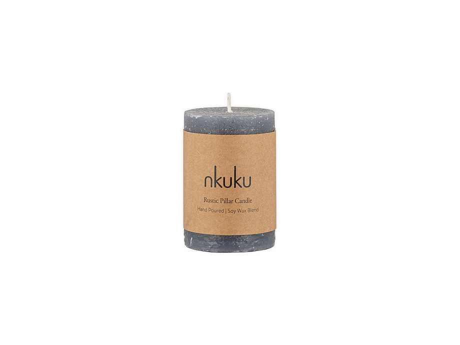 Rustic Soy Blend Mini Pillar Candle - Charcoal