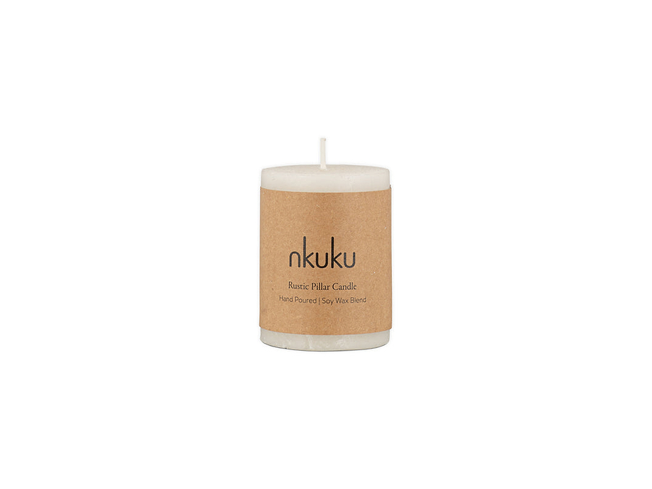 Rustic Soy Blend Mini Pillar Candle - White