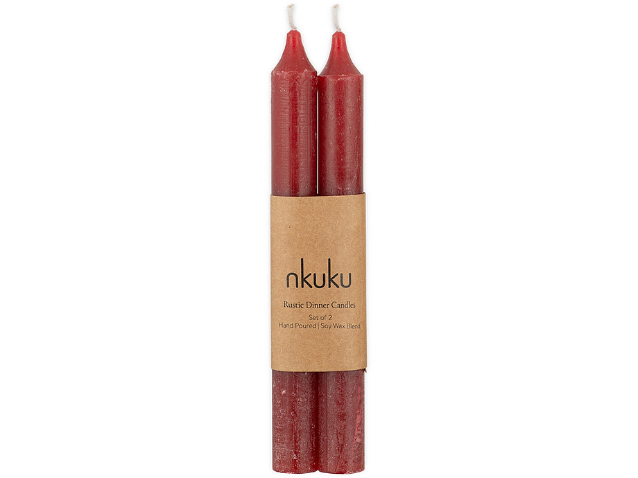 Rustic Soy Blend Dinner Candle - Dark Cherry (Set of 2)