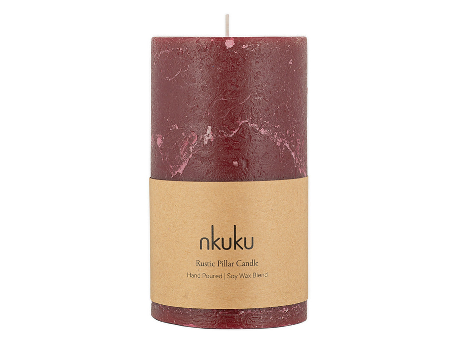 Rustic Soy Blend Pillar Candle - Dark Cherry - Large