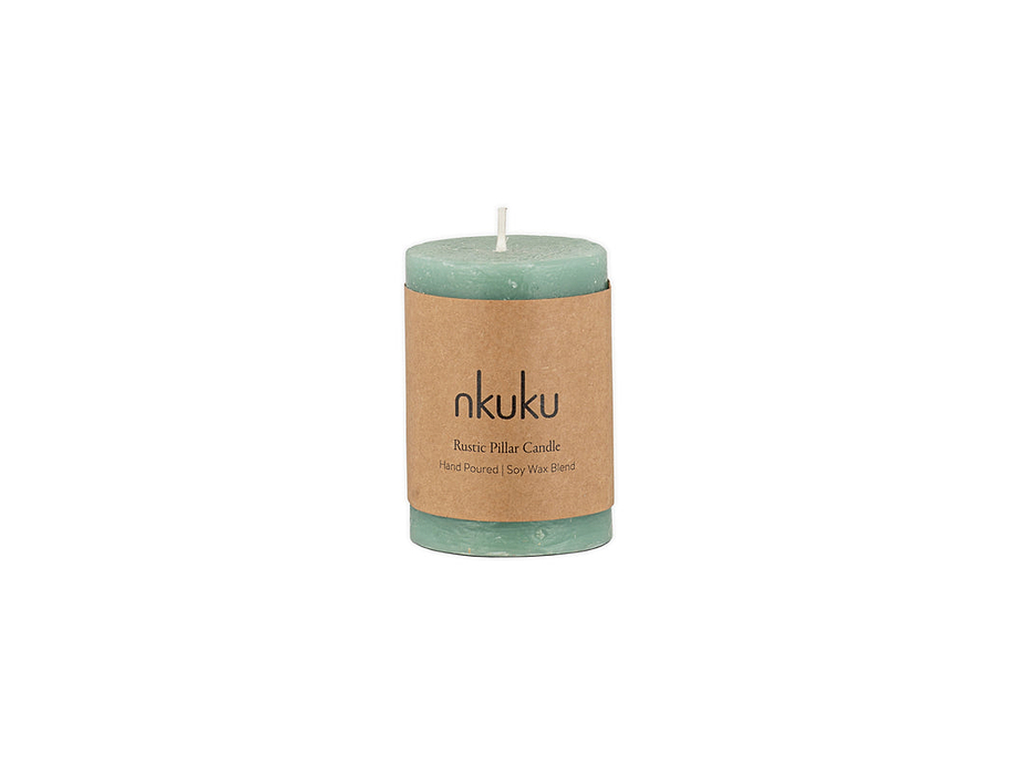 Rustic Soy Blend Mini Pillar Candle - Sage Green