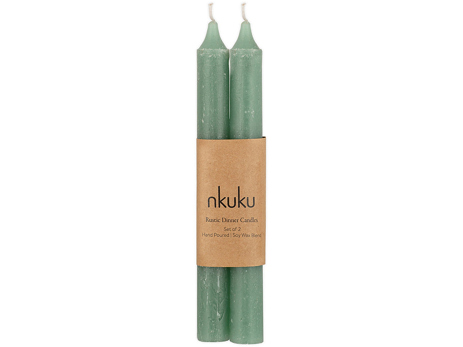 Rustic Soy Blend Dinner Candle - Sage Green (Set of 2)