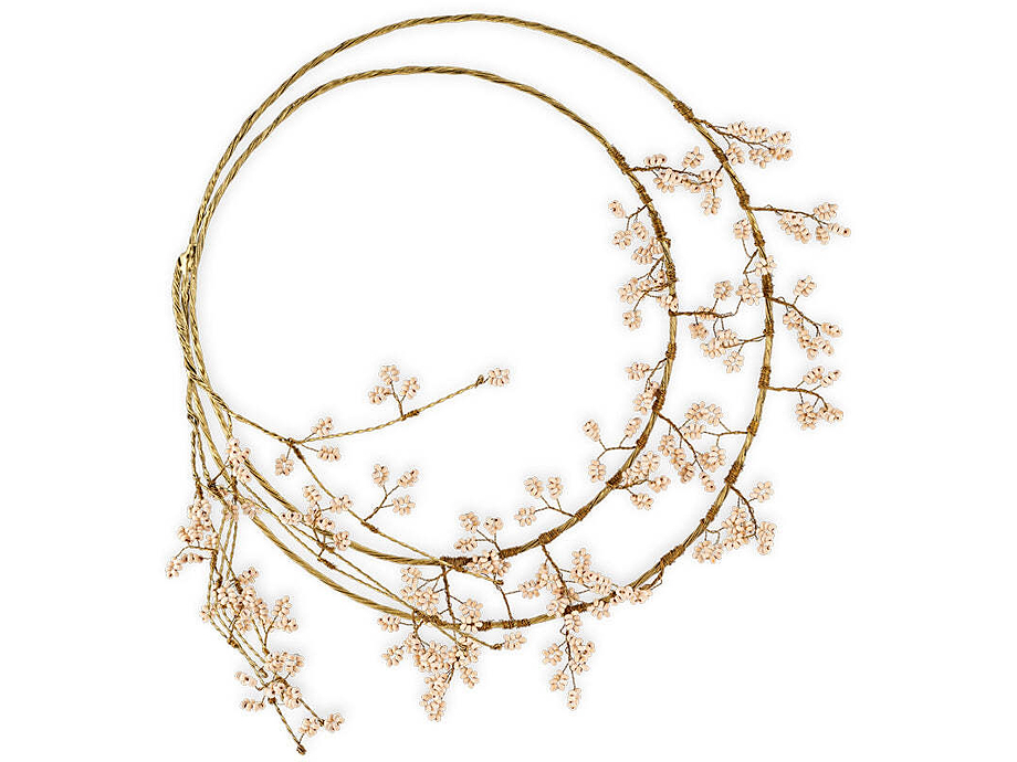 Tanu Layered Mango Wood Beaded Wreath - Brass & Natural