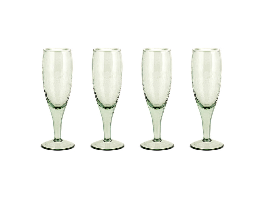 Yala Hammered Champagne Glass - Sage Green (Set of 4)