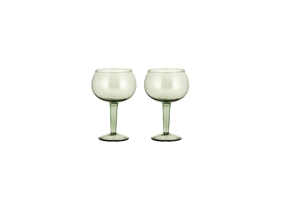 Yala Hammered Gin Glass - Sage Green (Set of 2)