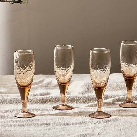 Yala Hammered Champagne Glass - Dusty Terracotta (Set of 4)