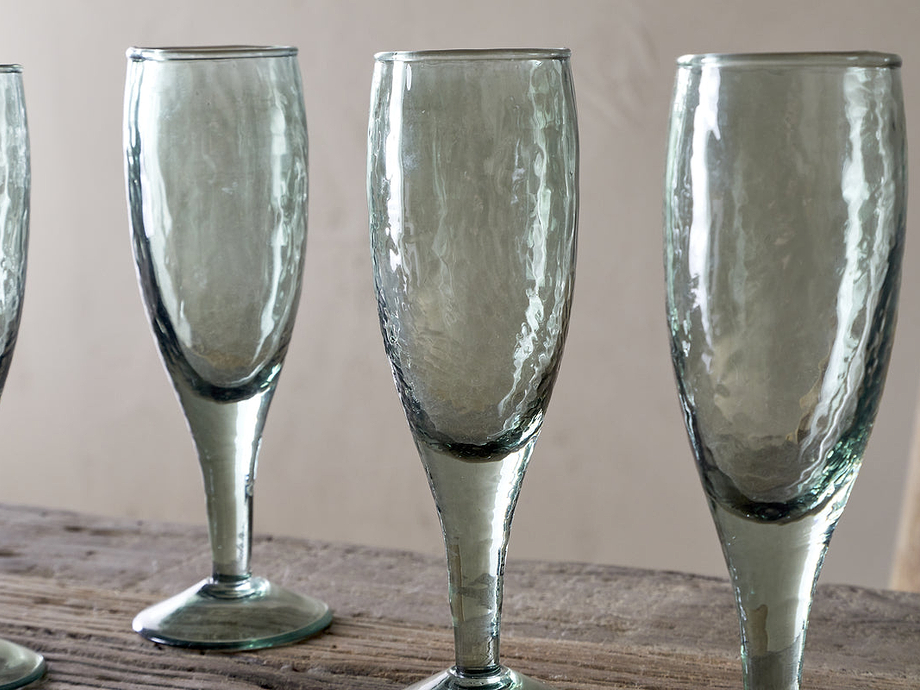 Yala Hammered Champagne Glass - Sage Green (Set of 4)