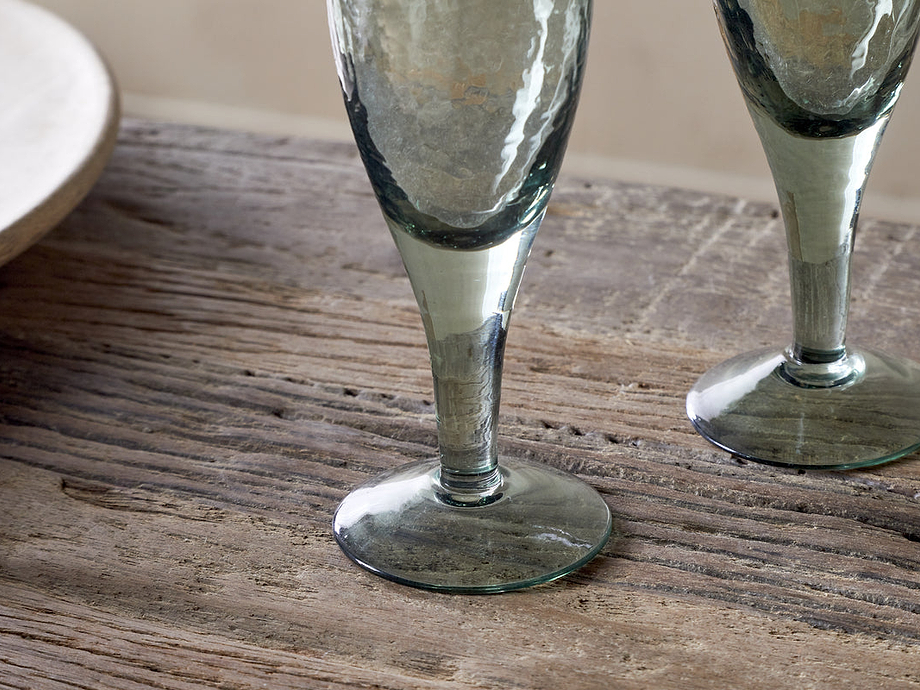 Yala Hammered Champagne Glass - Sage Green (Set of 4)