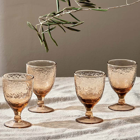 Yala Hammered Wine Glass - Dusty Terracotta (Set of 4)