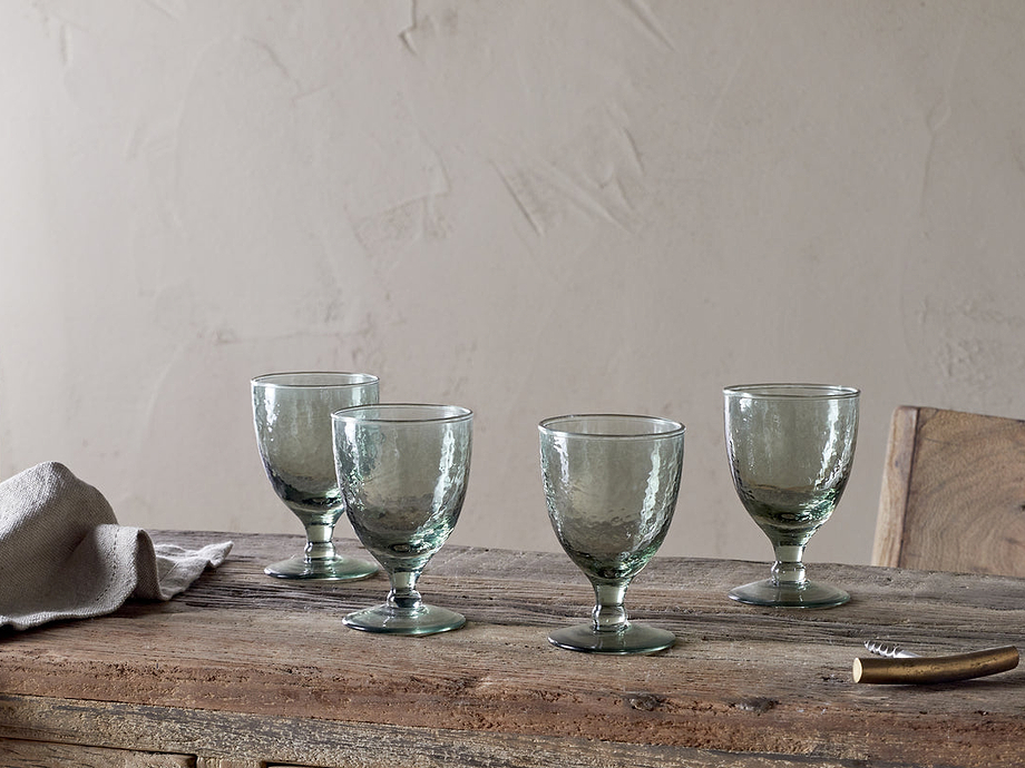 Yala Hammered Wine Glass - Sage Green (Set of 4)