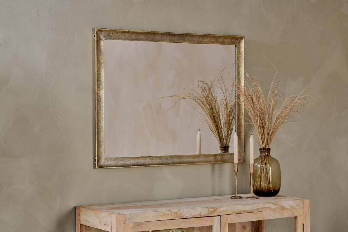 Yadur Rectangular Mirror - Antique Brass - Large