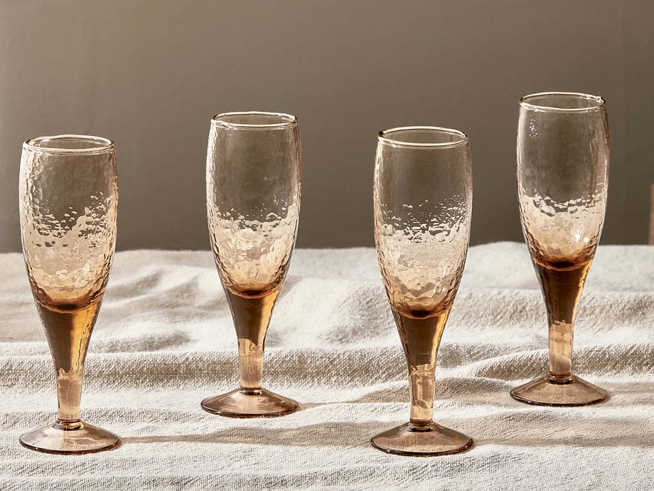 Yala Hammered Champagne Glass - Dusty Terracotta (Set of 4)