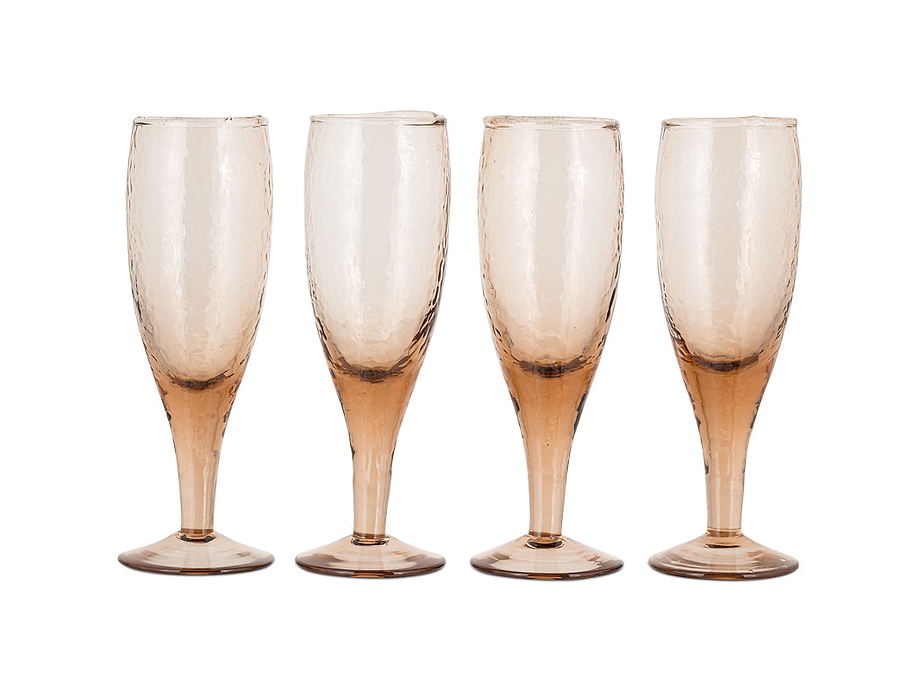 Yala Hammered Champagne Glass - Dusty Terracotta (Set of 4)