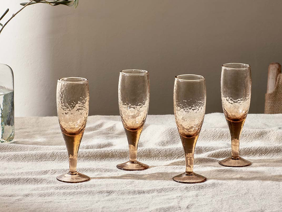 Yala Hammered Champagne Glass - Dusty Terracotta (Set of 4)