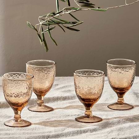 Yala Hammered Wine Glass - Dusty Terracotta (Set of 4)-nkuku