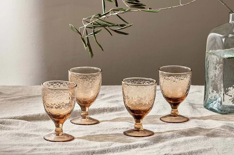 Yala Hammered Wine Glass - Dusty Terracotta (Set of 4)-nkuku