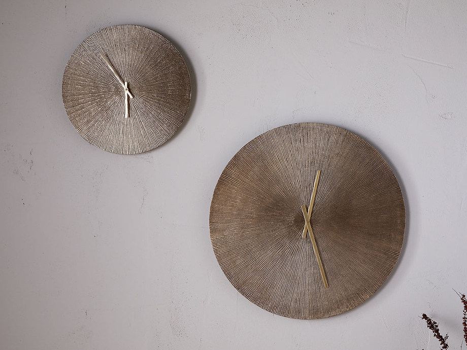 Zuwena Etched Wall Clock - Antique Brass